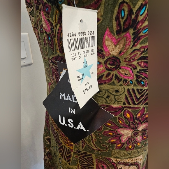 VIRGO II Size 12 Vintage New w/ Tags 90's Dress Floral Artsy Rayon Sleeveless - Picture 6 of 12